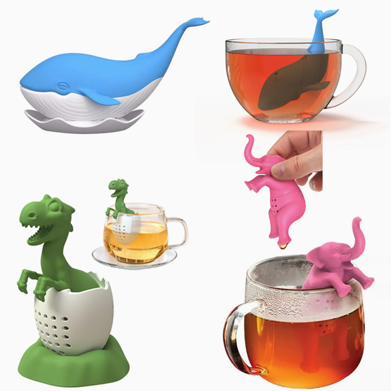 Loose Leaf Tea Infuser - Tee-Ei, Silikon-Teesieb, schwarzer Tee-Filter, niedlicher Dinosaurier,