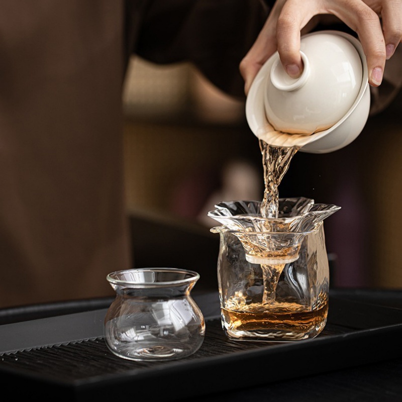 Loose Leaf Tea Infuser - Glas-Tee-Infuser-Siebe mit Stützhalter und Untertasse, Verwirrtes