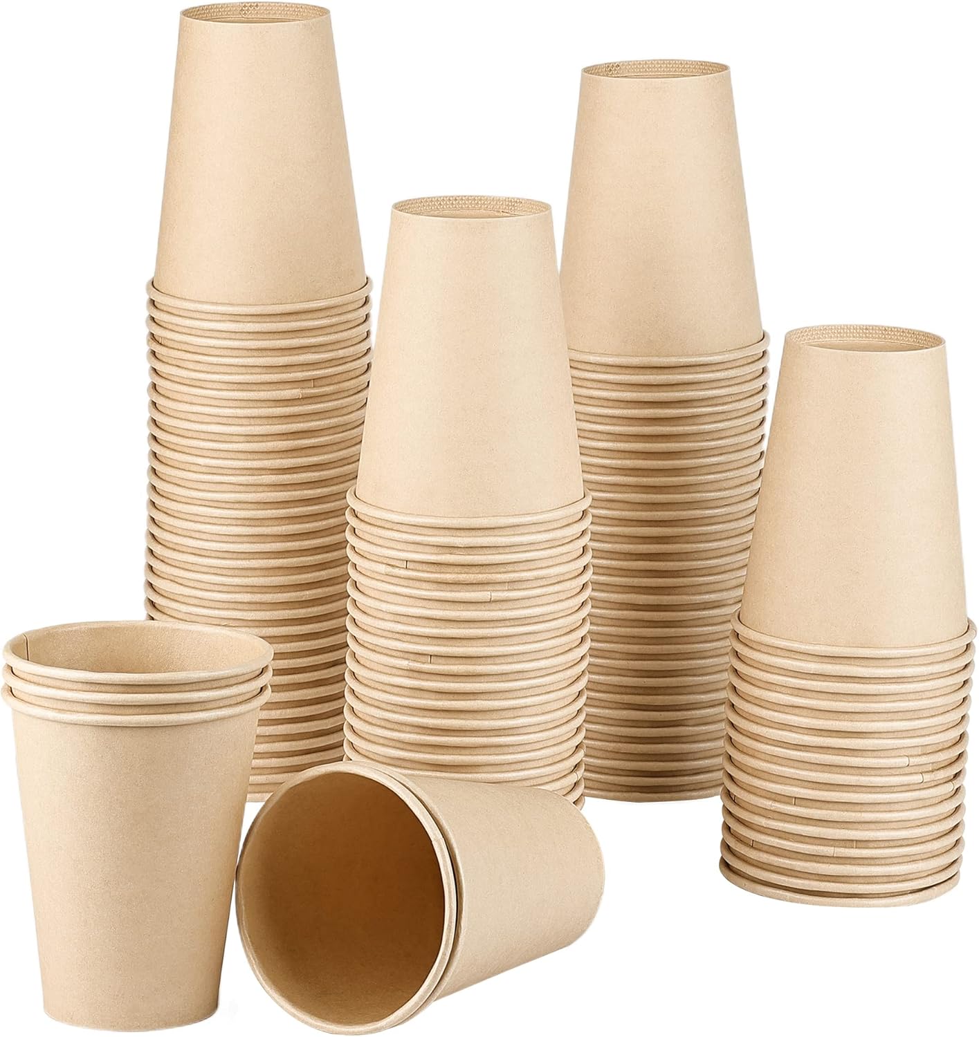 Bamboo Cutlery Travel - 8 oz Bambusfaser-Pappbecher, braune Kraft-Einweg-Kaffeetassen, ungebleichte