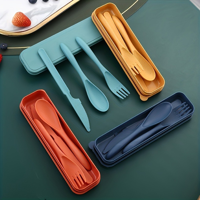Bamboo Cutlery Travel - 3In1 Tragbare Besteck Set Wiederverwendbare Home